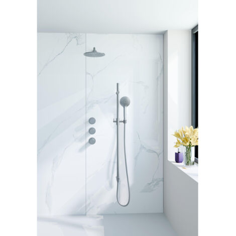 Fortifura Nebbio Ensemble de douche pluie - robinet encastré - élément encastré - barre coulissante - flexible de douche métal - douchette ronde -