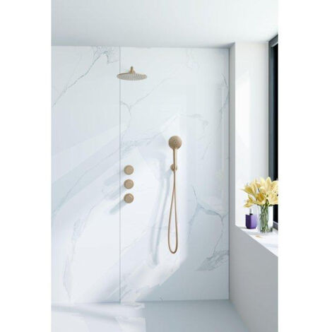 Fortifura Nebbio Ensemble de douche pluie - robinet encastré - partie encastrée - coude mural de raccordement - flexible de douche métal - douchette