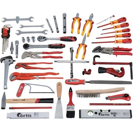 Fortis – Coffret multi-outils 53 pièces – Outils sanitaires pour plomberie – Clés à molette, douilles, tournevis – L-Boxx inclus
