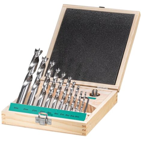 Fortis Holzspiralbohrer Satz HSS 11-tlg. 4,5,6,7,8,9,10,12,14,16mm und 1 HW-Versenker