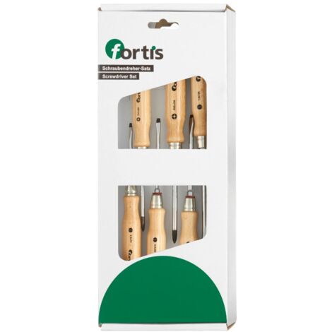 Fortis Schraubendr-Satz Holzheft 6-tlg. Schlitz/PH