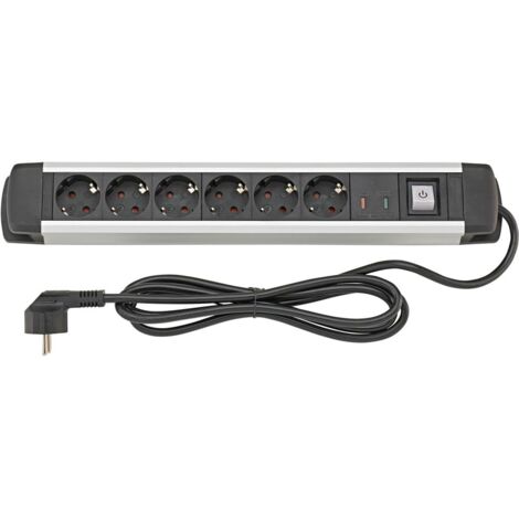 FORTIS Steckdosenleiste 6-fach H05VV-F3G1,5 1,6m Aluminium