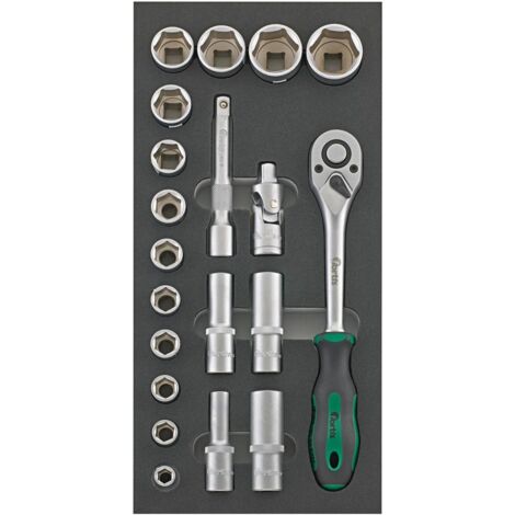 Fortis Werkzeugmodul 2/3 leer Steckschlüssel 1/4"+1/2" 