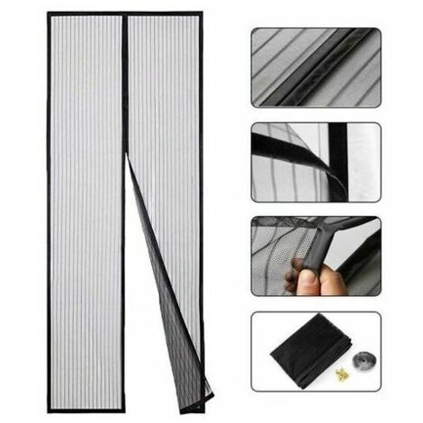 Fortschrittlicher Magnetvorhang gegen Insekten für Balkontür, französisches Fenster, komplettes Montageset 210 x 100 cm, Moskitonetztüren, Kellertüren, einfache Klebemontage