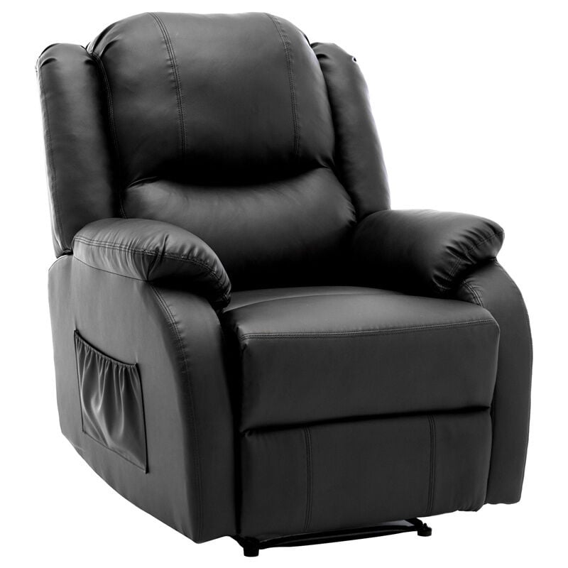 Fauteuil Relax - Chaise Longue Fauteuil Individuel Fauteuil tv en cuir pu - Chaise Manuelle avec Repose-Pieds xxl Noir