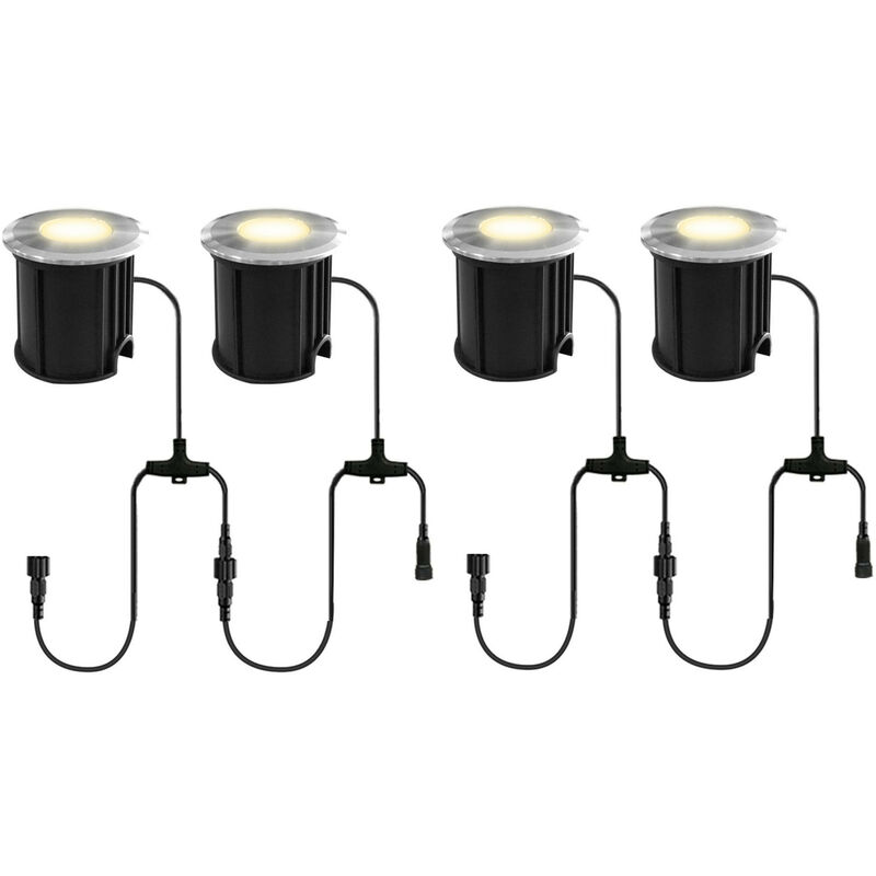 Forum Lapin Paquet de 4 luminaires encastrés au sol extérieurs à led 4000k noir IP65