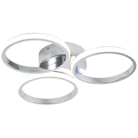 Forum Spa Chios Polished Chrome 400mm 3 Ring LED Flush Ceiling Light - SPA-36129-CHR