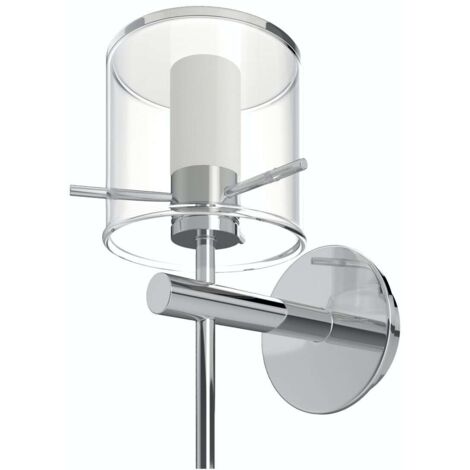 Forum Spa Gene Polished Chrome/Clear 100mm 1 Lamp Cylinder Wall Light - SPA-31725-CHR