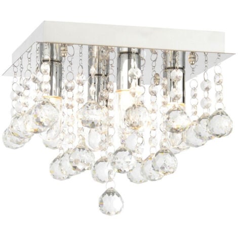 Forum Spa Orlando Polished Chrome 220mm 4 Lamp Square Flush Ceiling Light - SPA-24468-CHR
