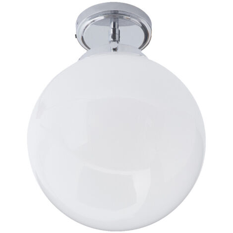 Forum Spa Porto Polished Chrome/Opal 250mm 1 Lamp Semi-Flush Ceiling Light - SPA-31309-CHR