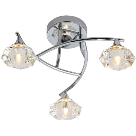 Forum Spa Reena Polished Chrome 330mm 3 Lamp Flush Ceiling Light - SPA-28326-CHR