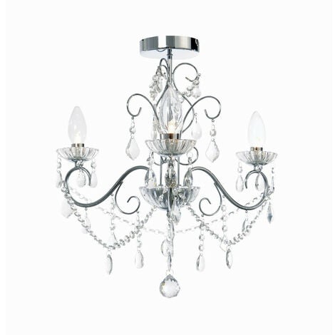 Forum Vela 3 Light Bathroom Ceiling Light Chrome, Clear IP44