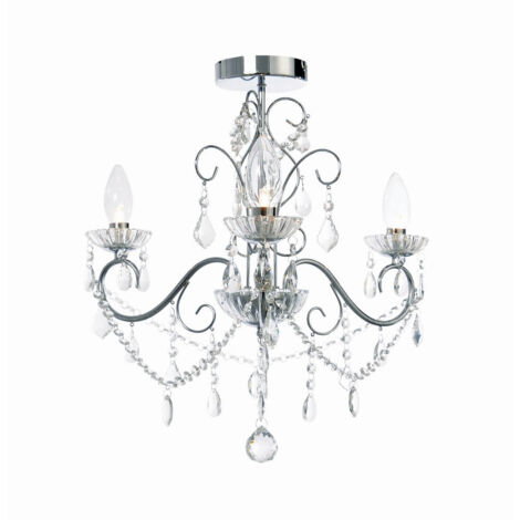Forum Vela 3 Light Bathroom Ceiling Light Chrome, Clear IP44