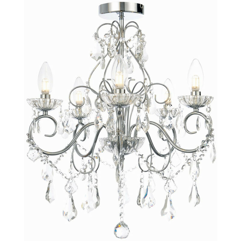 Forum Lighting - Forum Vela Plafonnier de salle de bain à 5 lumières chromé, transparent IP44