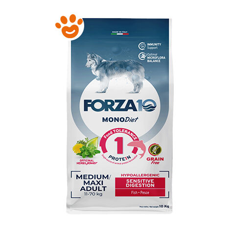Forza10 Dog Monodiet Medium/Maxi Adult Sensistive Digestion Pesce  - Forza10 Dog Monodiet Medium/Maxi Adult Sensistive Digestion Pesce - Sacco Da 10 Kg