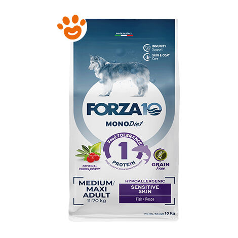 Forza10 Dog Monodiet Medium/Maxi Adult Sensistive Skin Pesce  - Forza10 Dog Monodiet Medium/Maxi Adult Sensistive Skin Pesce - Sacco Da 10 Kg
