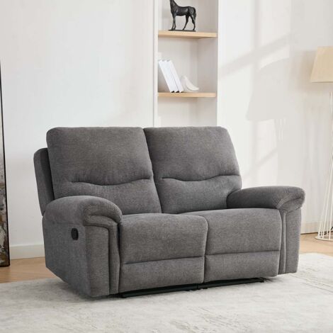 FOSSE 2 SEATER FABRIC MANUAL RECLINER SOFA DARK GREY