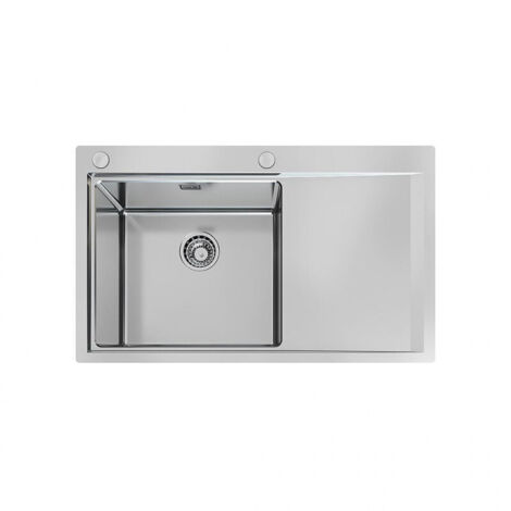 Foster 1250 052 Master Lavello Acciaio spazzolato da incasso Filotop Gocciolatoio a Destra 1 Vasca 86x52 cm
