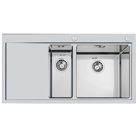 Foster 1251 051 Master Lavello Acciaio inox Spazzolato da incasso Filotop Gocciolatoio a Sinistra 1 vasca e 1-2 100x52cm