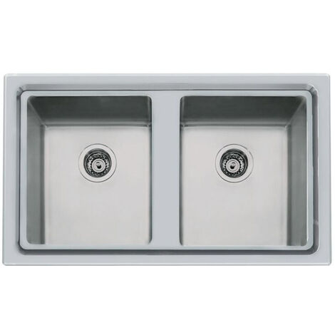 Foster 2283 050 KE Lavello Acciaio Inox Spazzolato da incasso Semifilo 2 Vasche 87,3x51,3cm