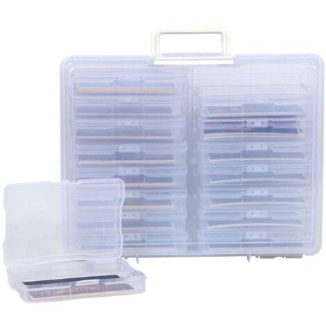 Foto-Aufbewahrungsbox, 4 x 6 Fotobox, 16 Fotoclips im Inneren, transparente Fotobox zur Aufbewahrung, Foto-Organizer aus Kunststoff für Samen, Karten, Kunsthandwerk, Aufkleber FLITI