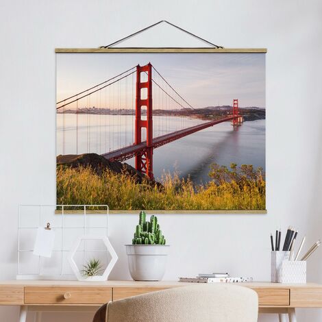 Quadro su tessuto con stecche per poster - golden gate - Verticale 2:1