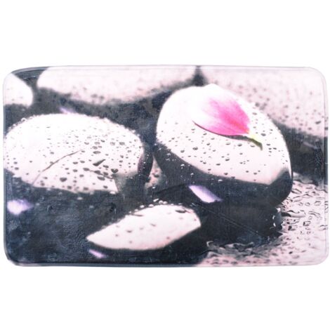 Fotodruck Badematte 80x50cm Badvorleger Badewannenvorleger Duschvorleger Teppich - Steine