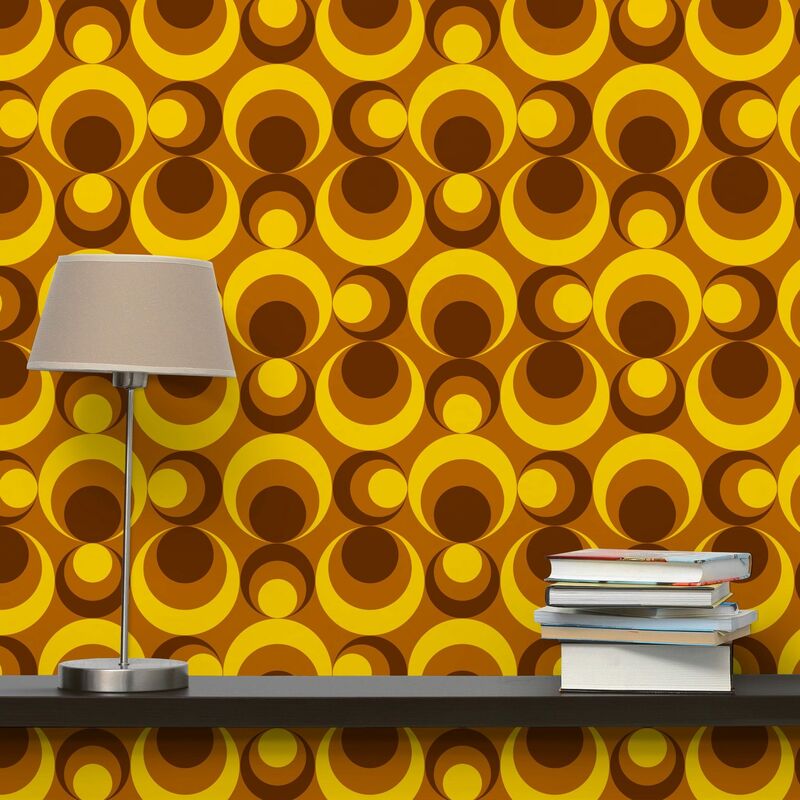 

Fotomural - 70s Wallpaper Circle Design - Mural cuadrado Dimensión LxA: 240cm x 240cm