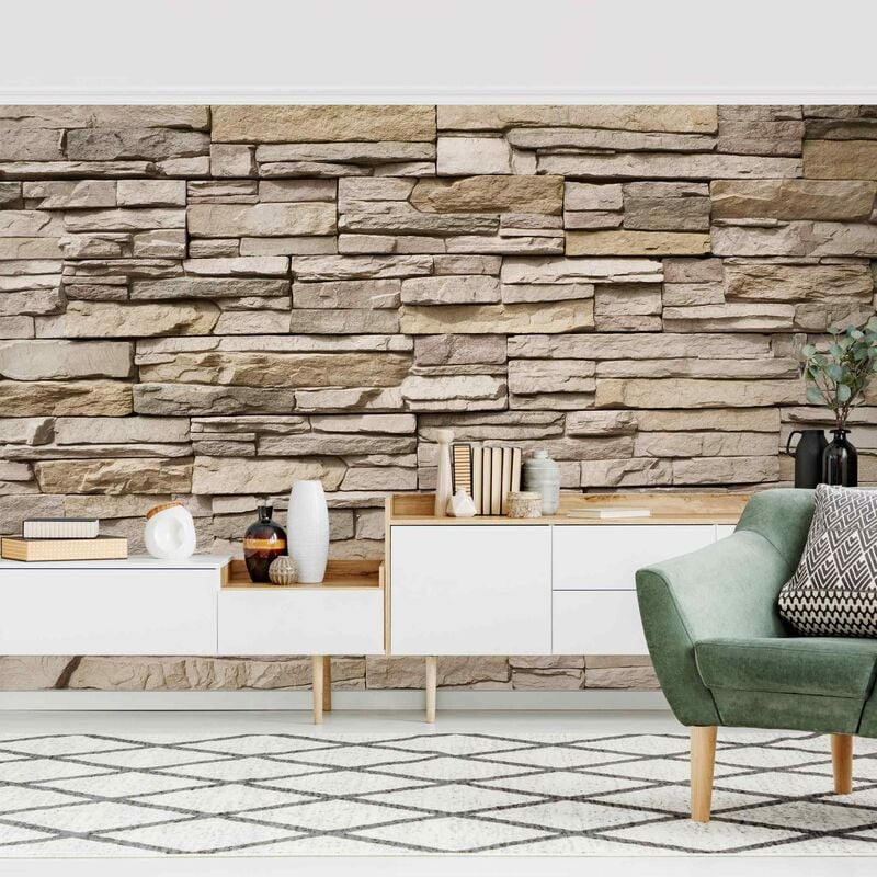 

Fotomural - Asian Stonewall - Stone Wall From Big Bright Stones - Mural apaisado Dimensión LxA: 225cm x 336cm