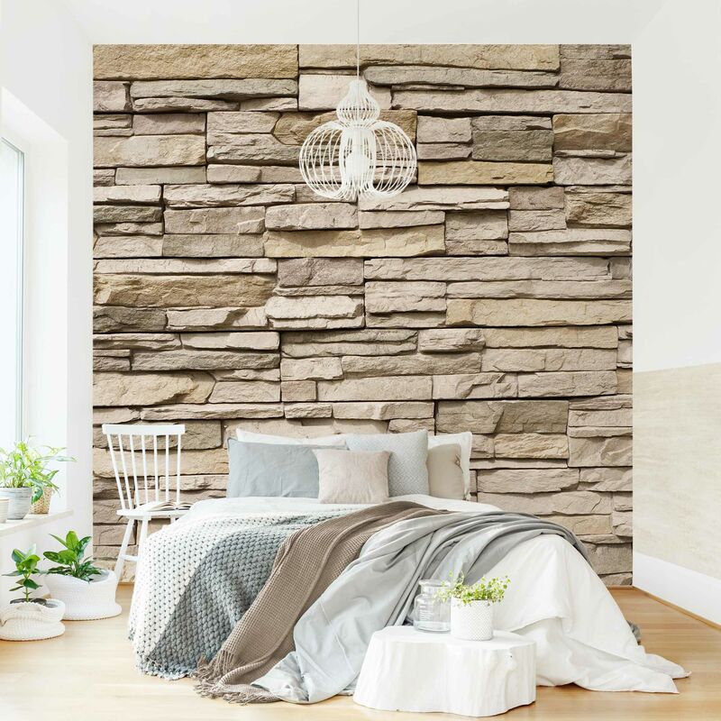 

Fotomural - Asian Stonewall - Stone Wall From Big Bright Stones - Mural cuadrado Dimensión LxA: 192cm x 192cm