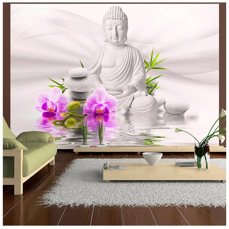 

Fotomural autoadhesivo - Buda y orquídeas rosadas Medidas 392X280
