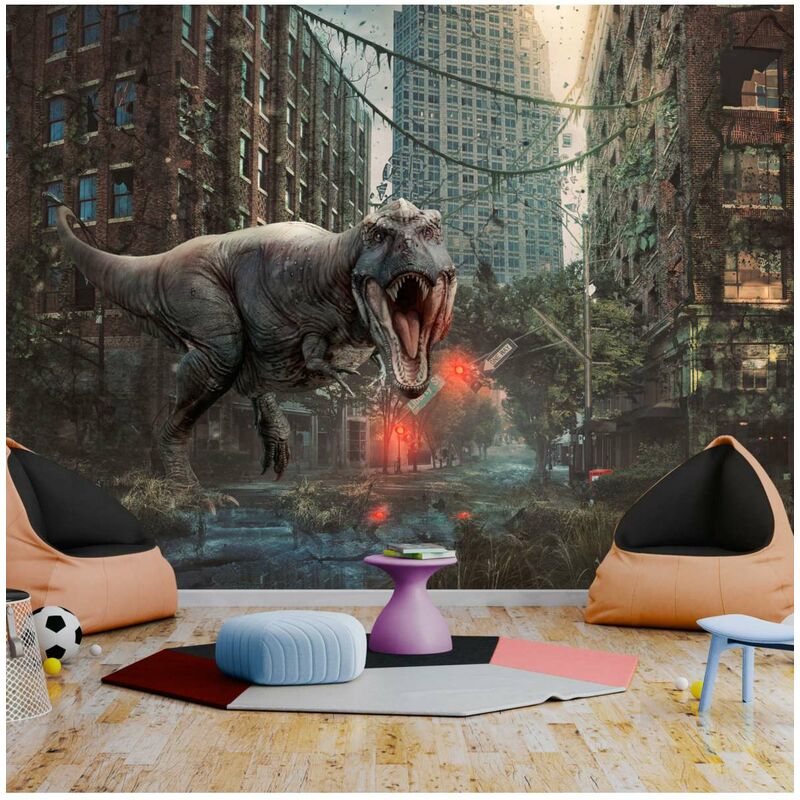 

Fotomural autoadhesivo - Dinosaur in the City Medidas 392X280