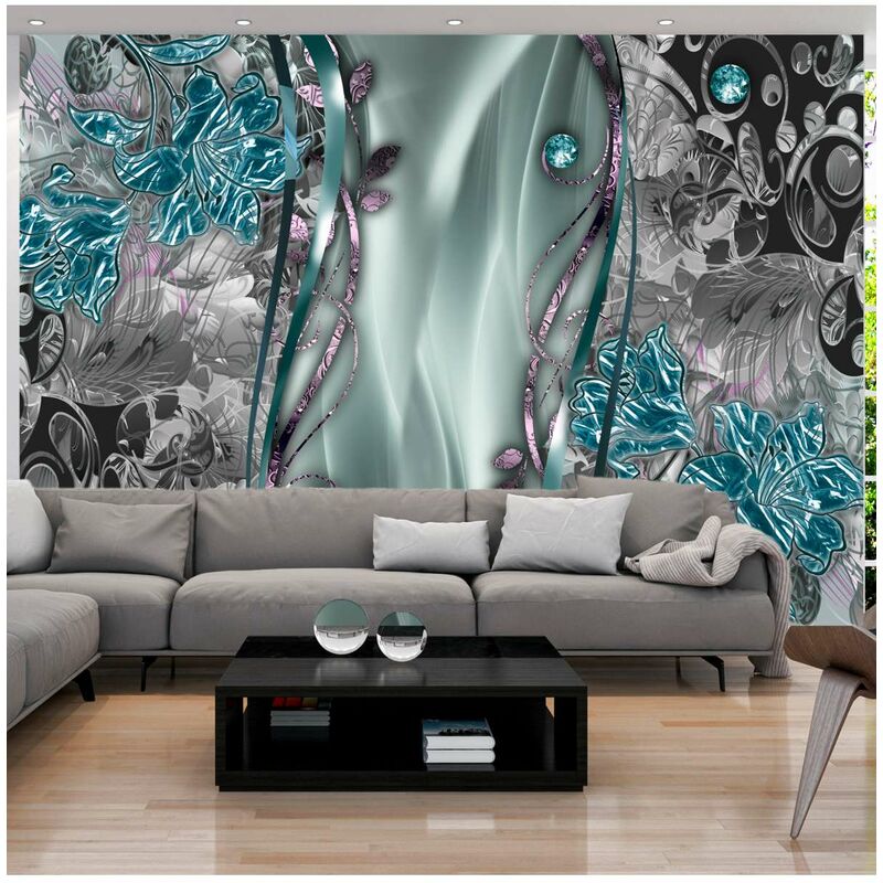 

Fotomural autoadhesivo - Floral Curtain (Turquoise) Medidas 441X315