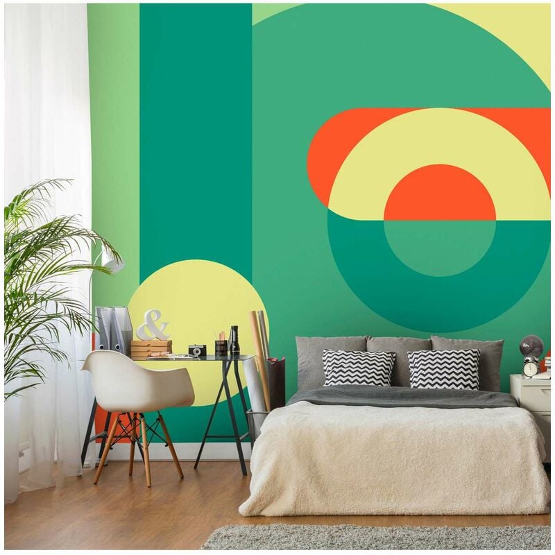 

Fotomural autoadhesivo - Geometric Wreath (Green) Medidas 343X245