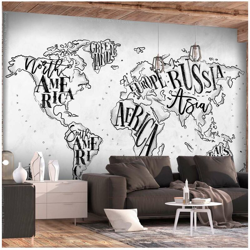 

Fotomural autoadhesivo - Retro Continents (Grey) Medidas 294X210