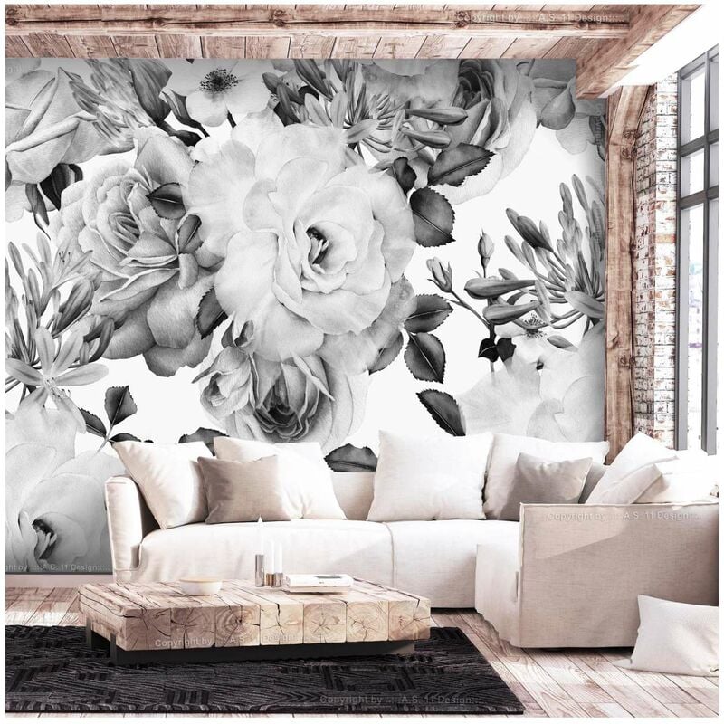 

Fotomural autoadhesivo - Sentimental Garden (Black and White) Medidas 98X70