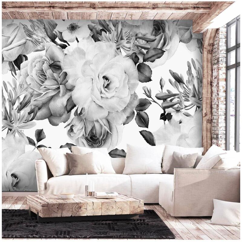 

Fotomural autoadhesivo - Sentimental Garden (Black and White) Medidas 196X140