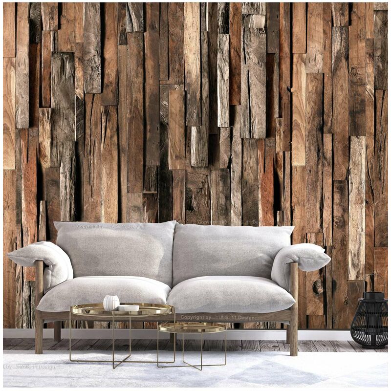 

Fotomural autoadhesivo - Wooden Curtain (Brown) Medidas 98X70