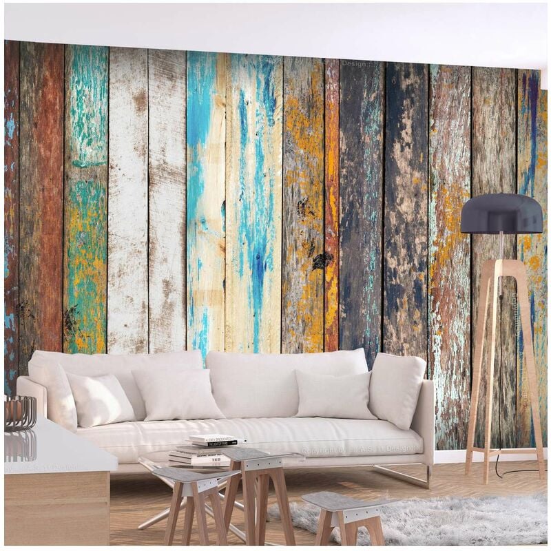 

Fotomural autoadhesivo - Wooden Rainbow Medidas 196X140