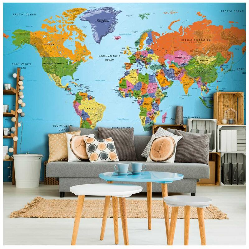 

Fotomural autoadhesivo - World Map: Colourful Geography Medidas 147X105