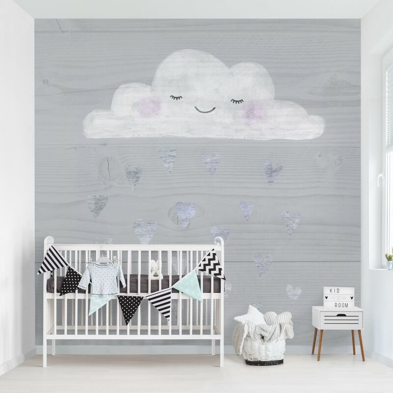 

Fotomural - Cloud With Silver Hearts - Mural cuadrado Dimensión LxA: 336cm x 336cm