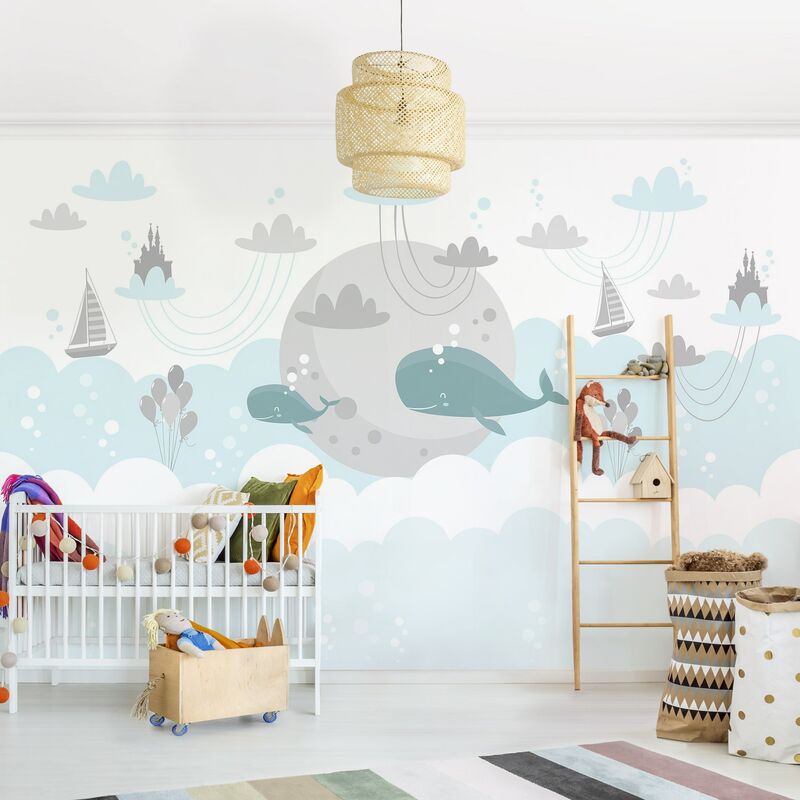

Fotomural - Clouds With Whale And Castle - Mural apaisado Dimensión LxA: 225cm x 336cm