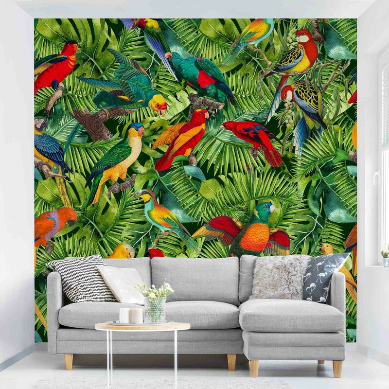 

Fotomural - Colourful Collage - Parrots In The Jungle - Mural cuadrado Dimensión LxA: 192cm x 192cm