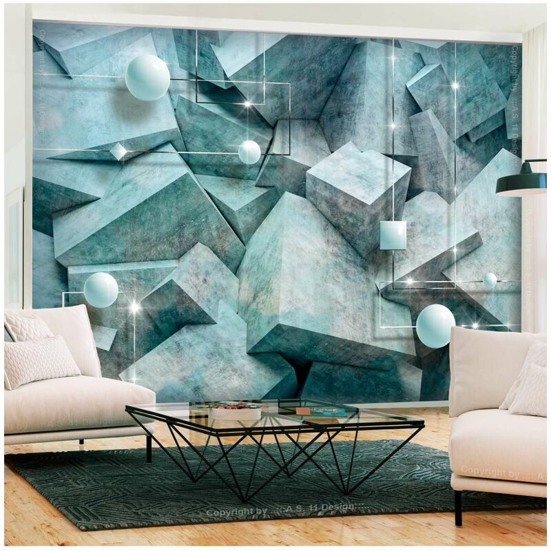

Fotomural autoadhesivo - Concrete Cubes (Green) Medidas 100X70
