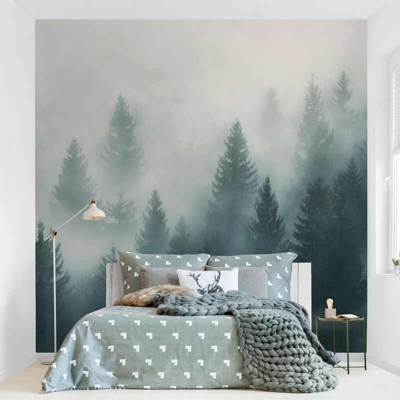 

Fotomural - Coniferous Forest In Fog - Mural cuadrado Dimensión LxA: 336cm x 336cm