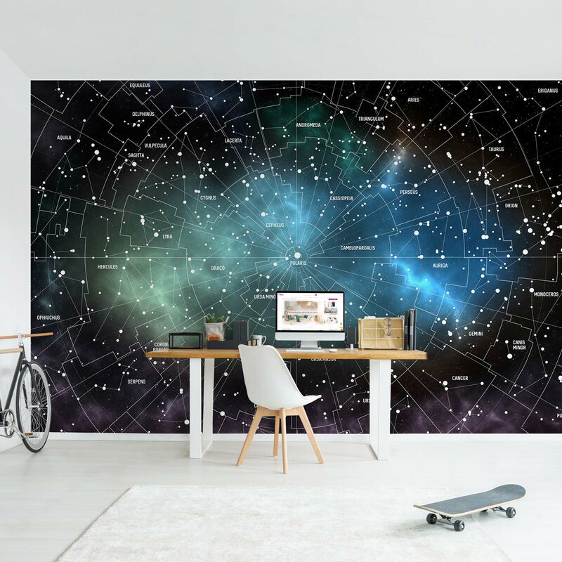 

Fotomural - Constellations Map Galaxy Fog - Mural apaisado Dimensión LxA: 190cm x 288cm