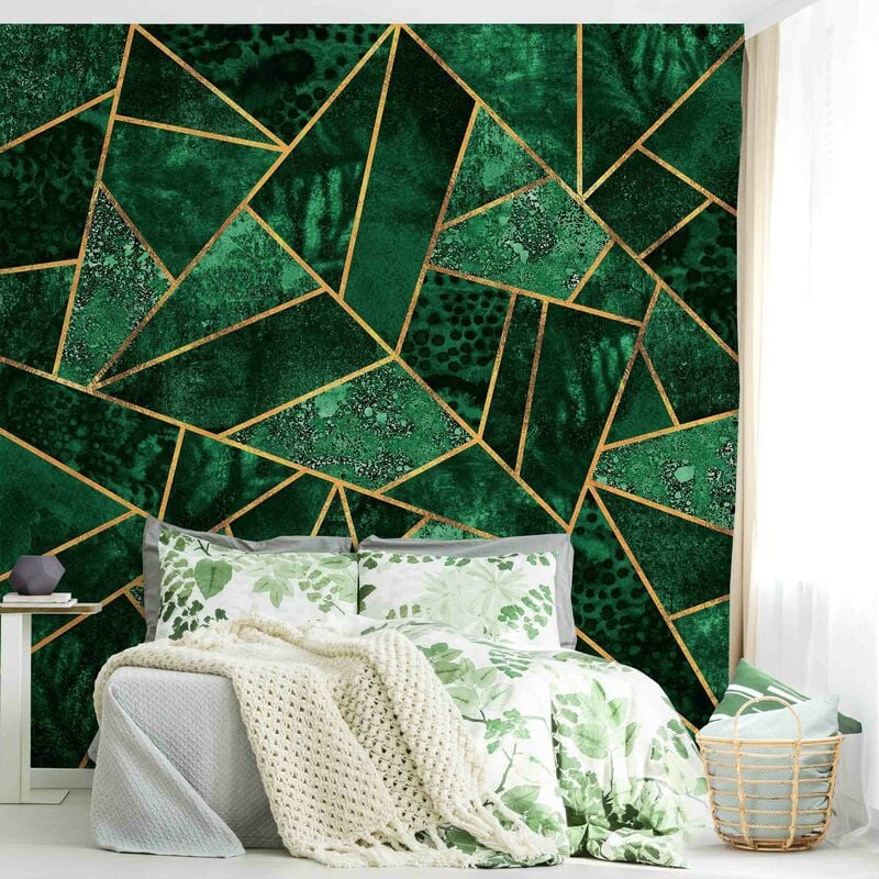 

Fotomural - Dark Emerald With Gold - Mural cuadrado Dimensión LxA: 288cm x 288cm