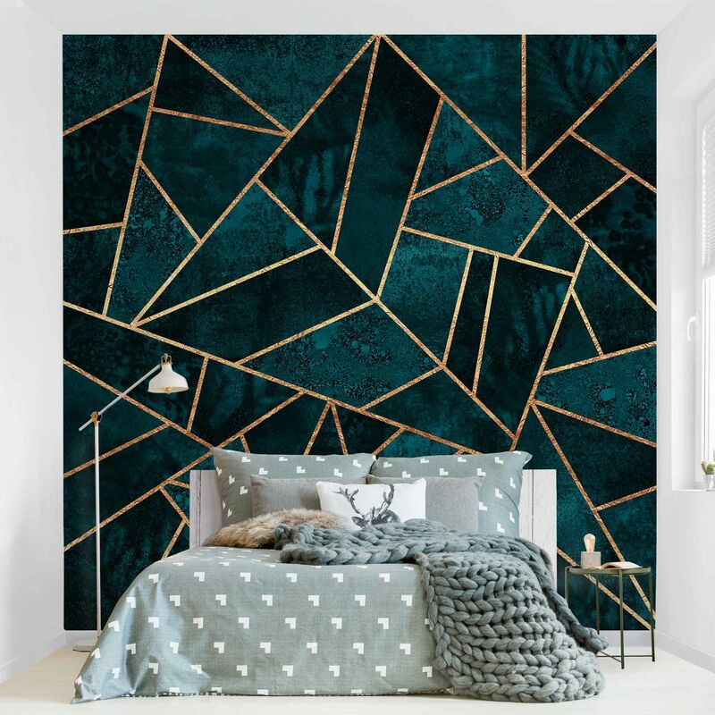

Fotomural - Dark Turquoise With Gold - Mural cuadrado Dimensión LxA: 240cm x 240cm