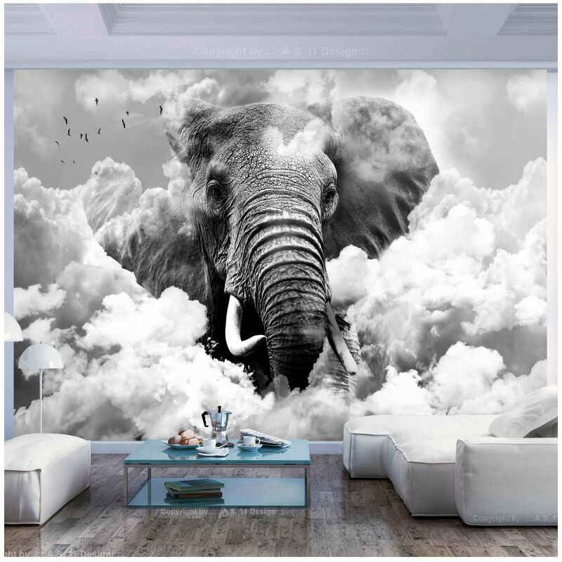 

Fotomural - Elephant in the Clouds (Black and White) Medidas 250X175