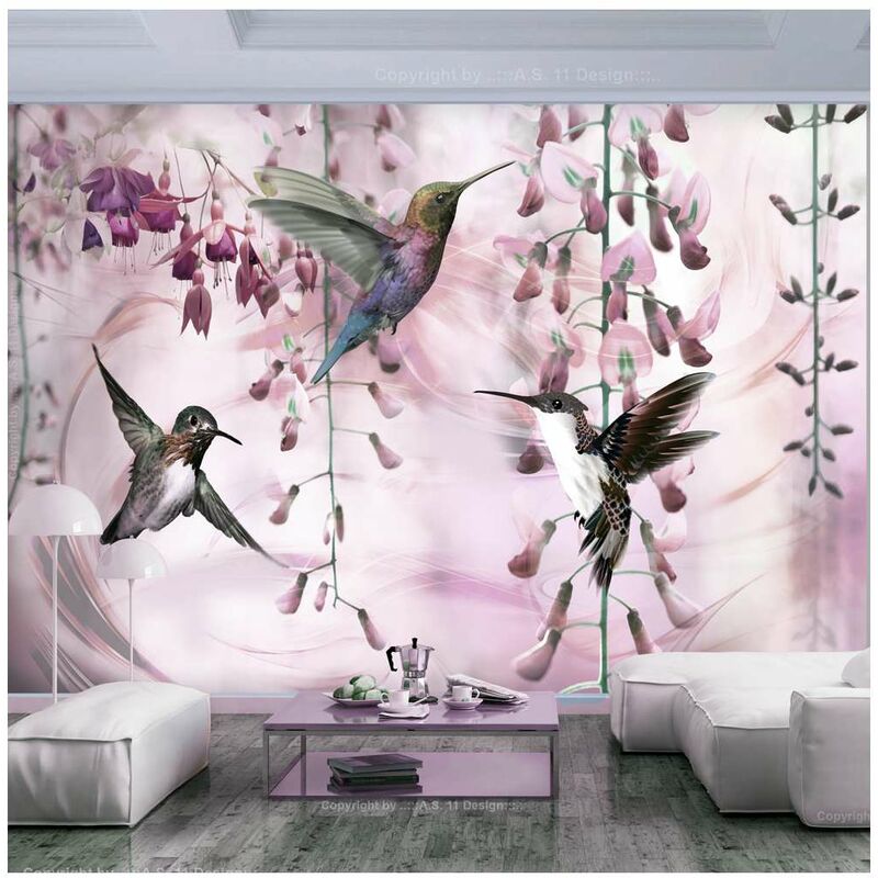 

Fotomural autoadhesivo - Flying Hummingbirds (Pink) Medidas 441X315